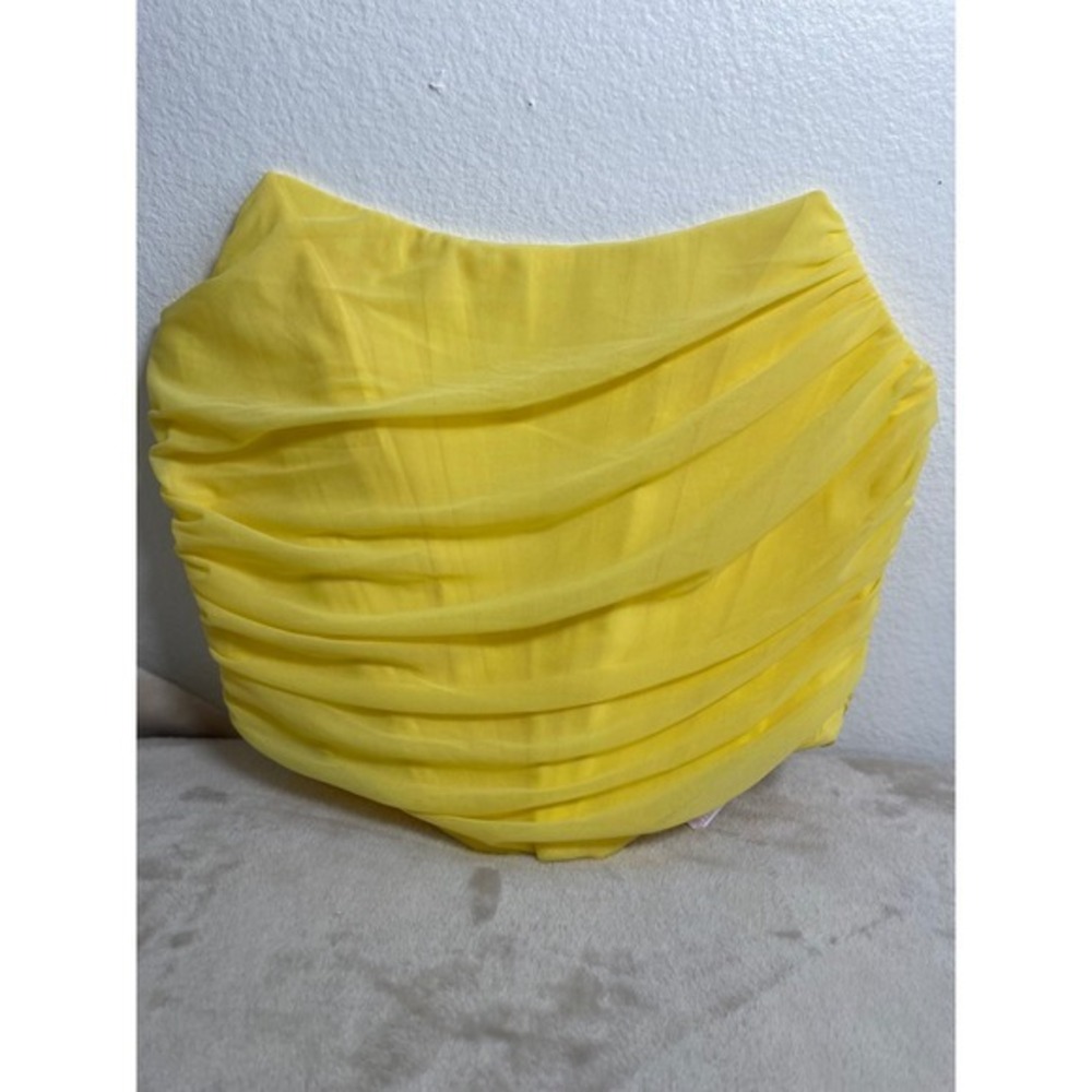 Marthea Yellow Mesh Draped Corset Top Ruched Boned Sleeveless XL NEW - Picture 14 of 16